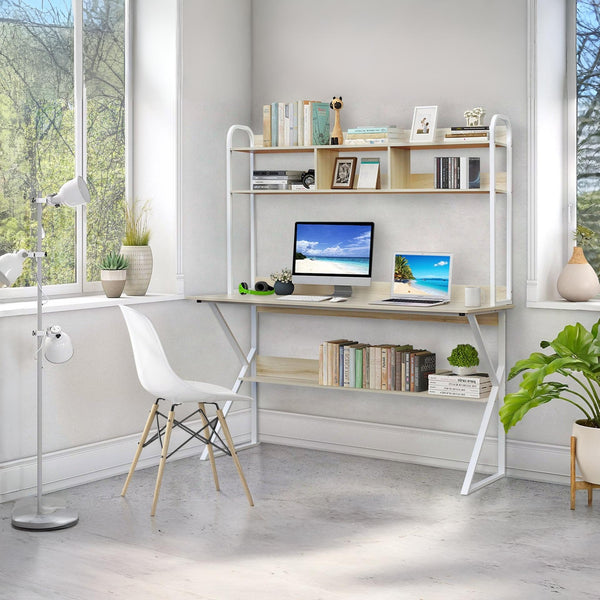 Ramsey 140cm Computer Desk with Bookshelf - Maple