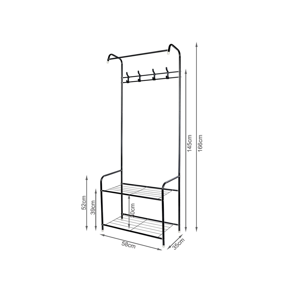 Clothing Garment Rack with Shelves - Black