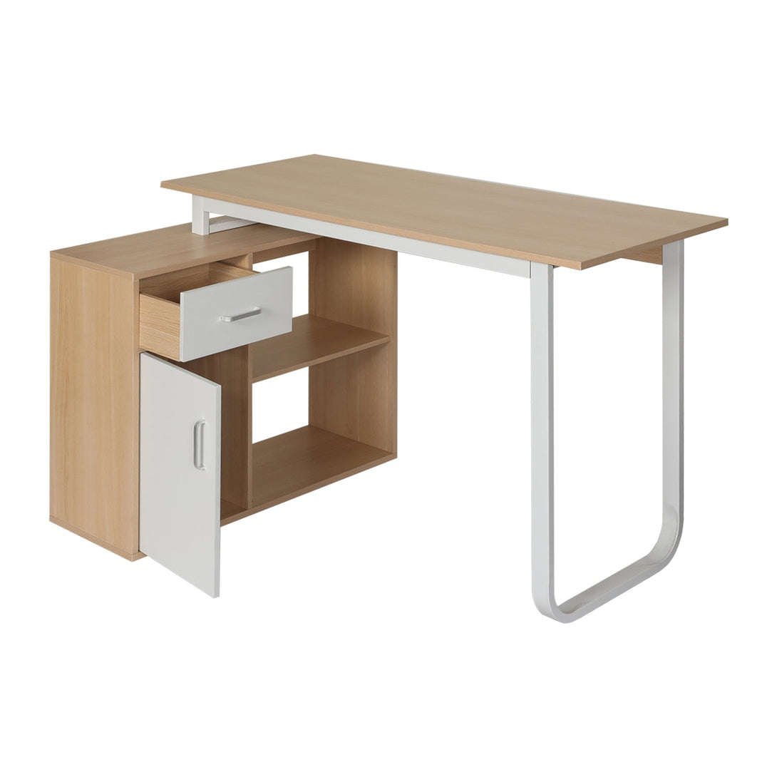 Yates 120cm Computer Desk with Left Cabinet - Oak