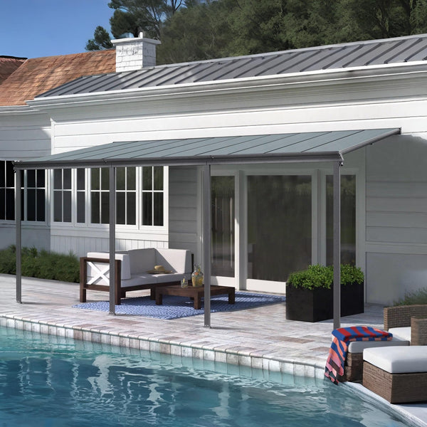 Toughout Patio Canopy Roof 6.18m x 3m x 2.58m - Charcoal Grey