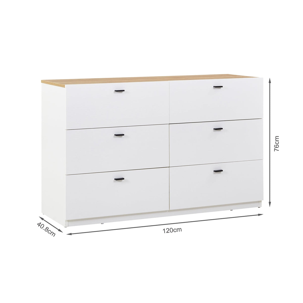 Hekla Low Boy 6 Drawer Chest Dresser - White