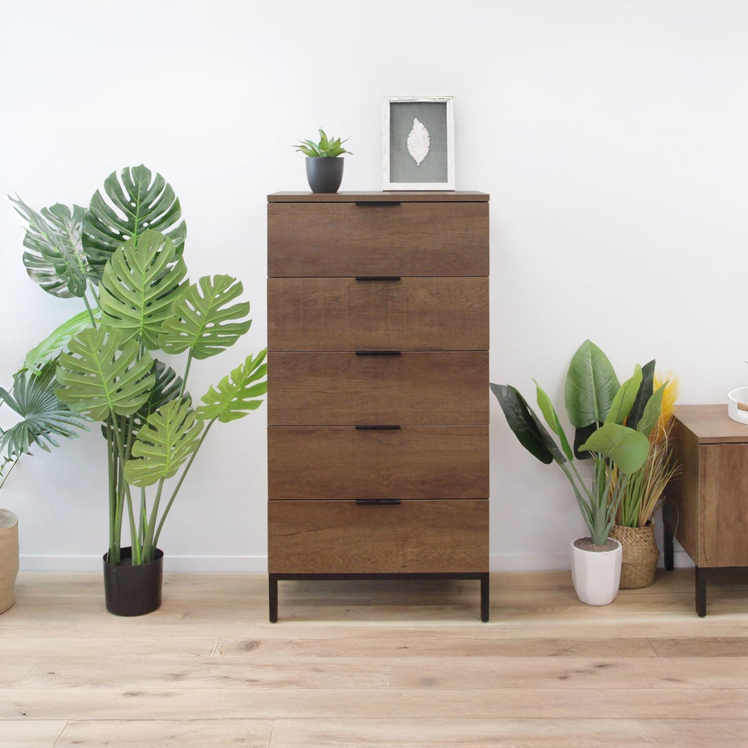 Ocala Tallboy 5 Drawer Chest Dresser - Walnut