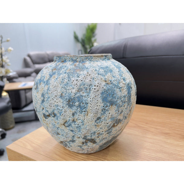 Elara Ceramic Vase Speckled Blue - Round Small