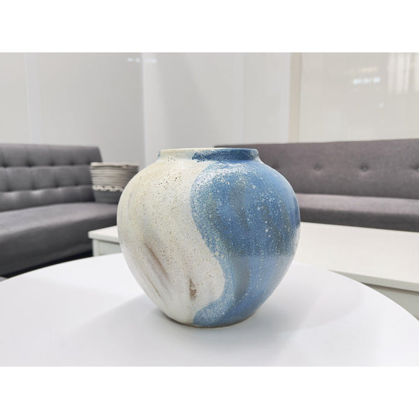 Elara Ceramic Vase Blue and White - Round Small