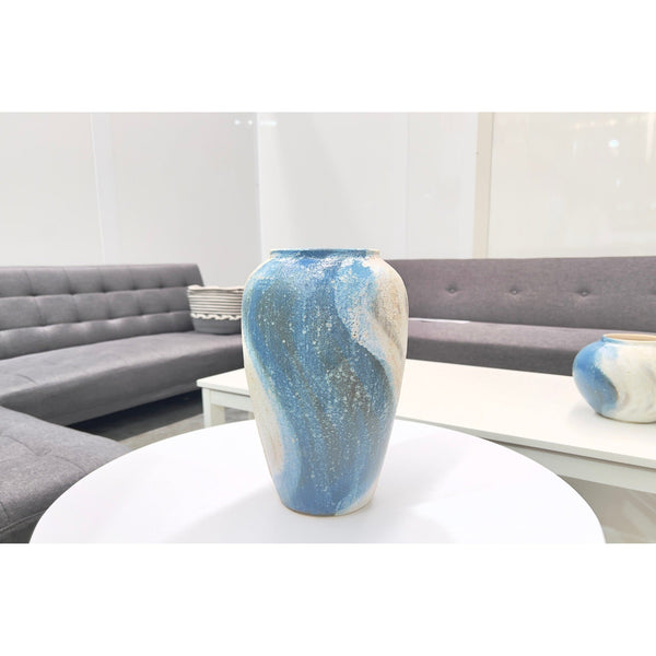 Elara Ceramic Vase Blue and White - Small