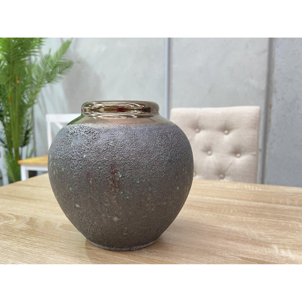 Elara Ceramic Vase Charcoal - Round Small