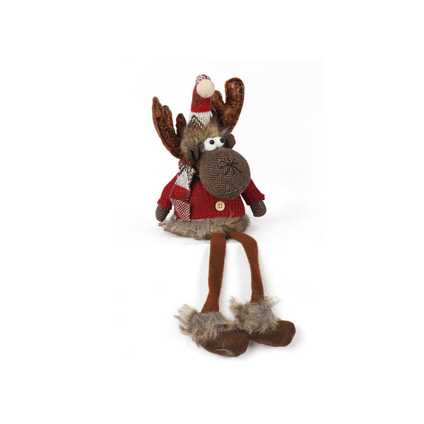 Christmas Decoration Long Leg Sitting Moose Red 40cm