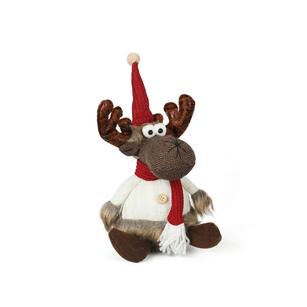 Christmas Decoration Sitting Moose White 30cm