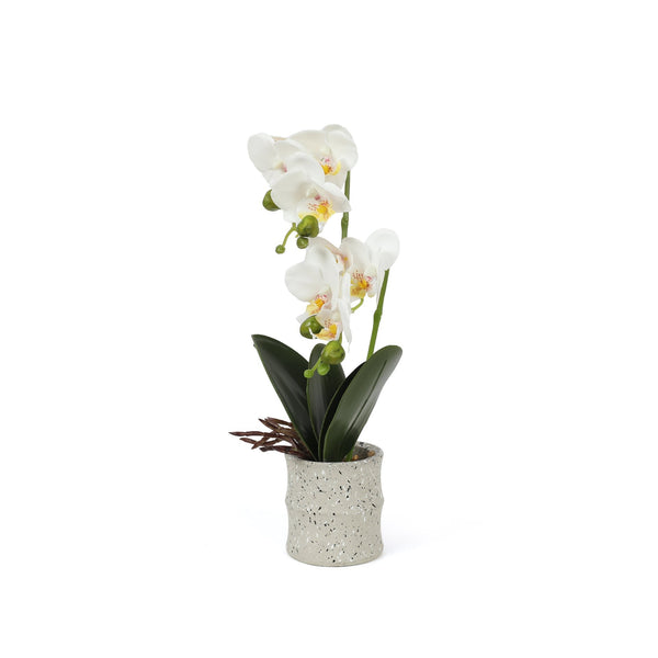 Artificial Orchid with Pot White 35cm