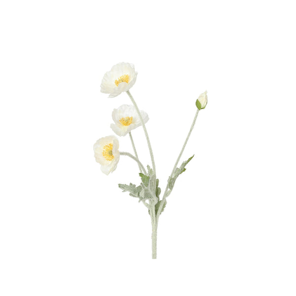 Poppy  Spray White 60cm