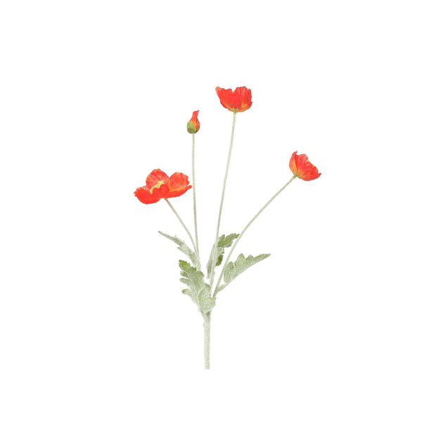 Poppy Spray Orange Red 60cm