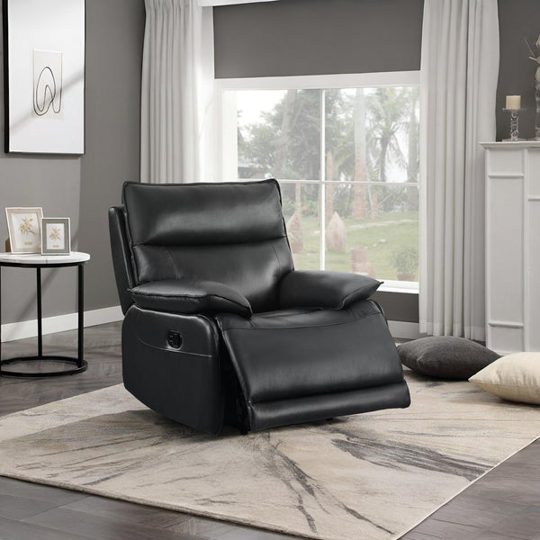 Halcombe Manual Full Leather Recliner Chair - Black