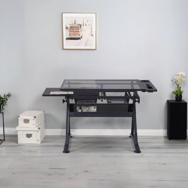 Oliver Height Adjustable Drafting Table - Black