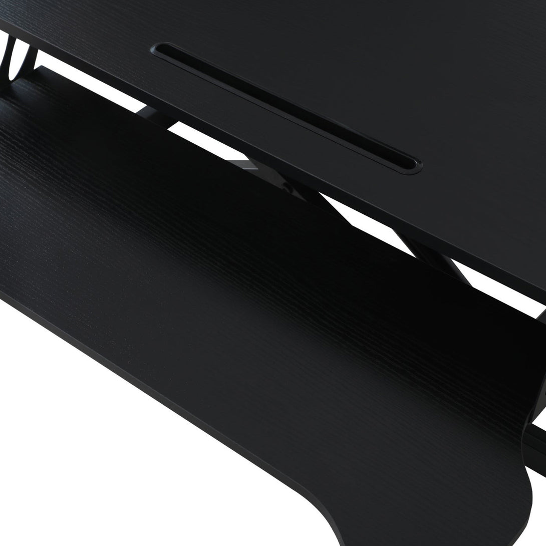 Sit-Stand Desk Converter with Keyboard Tray - Black