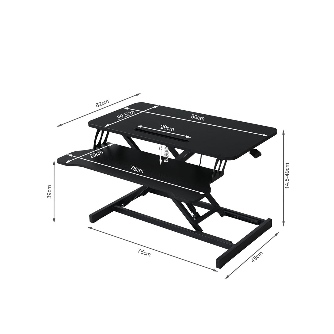 Sit-Stand Desk Converter with Keyboard Tray - Black