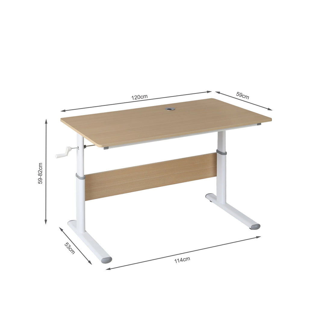 Lucas 120cm Manual Standing Desk - Maple + White