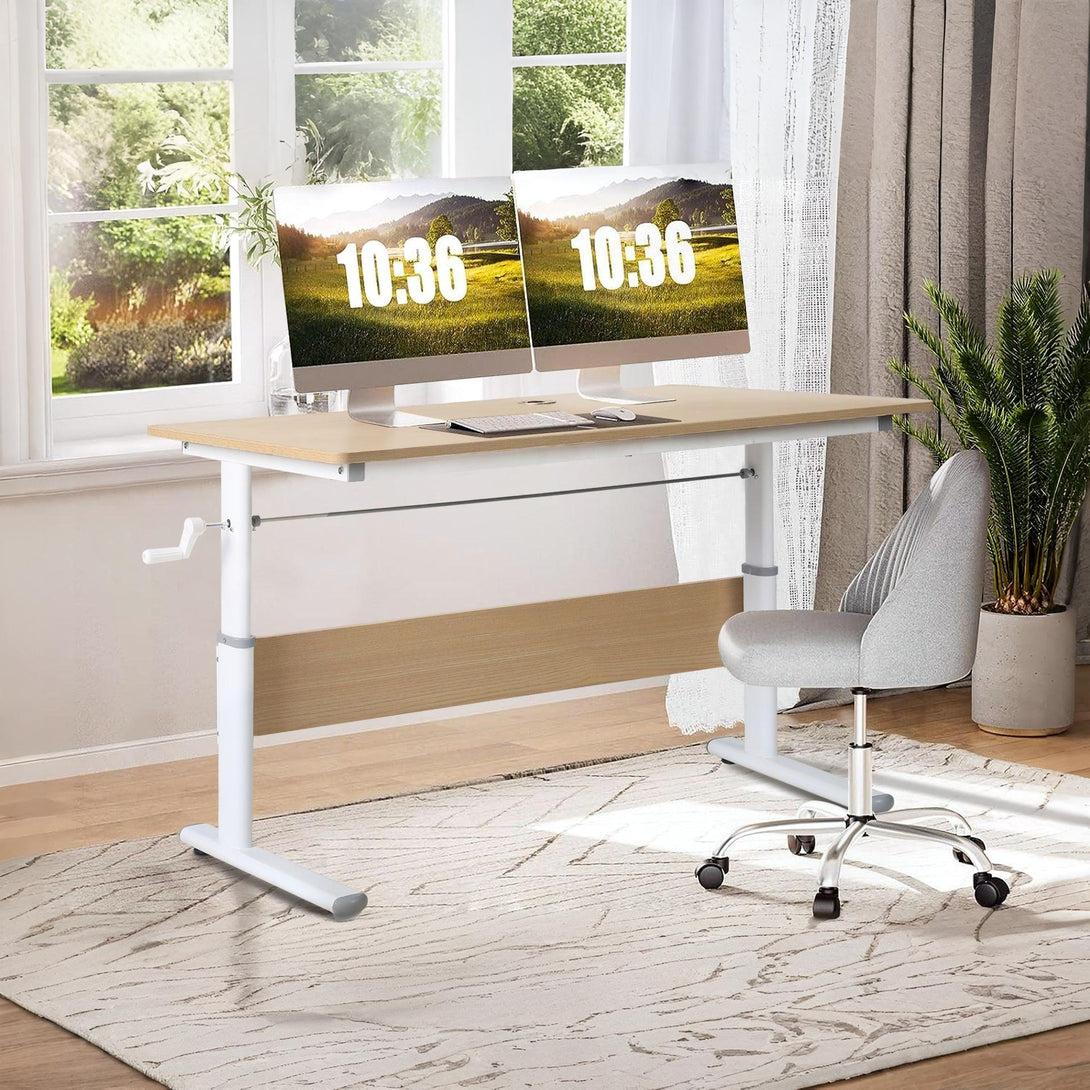 Lucas 120cm Manual Standing Desk - Maple + White