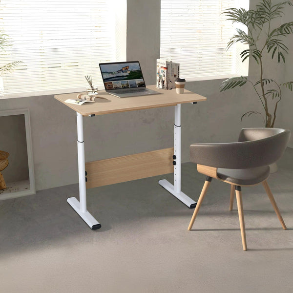 Hector 80cm Height-Adjustable Computer Desk - Maple + White