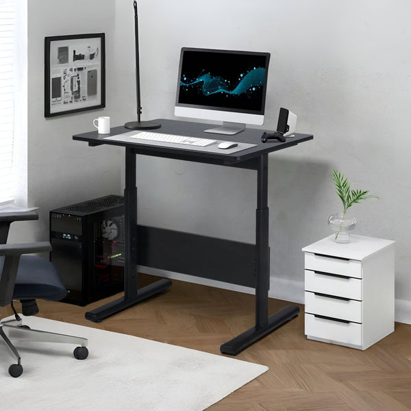 Hector 80cm Height-Adjustable Computer Desk - Black