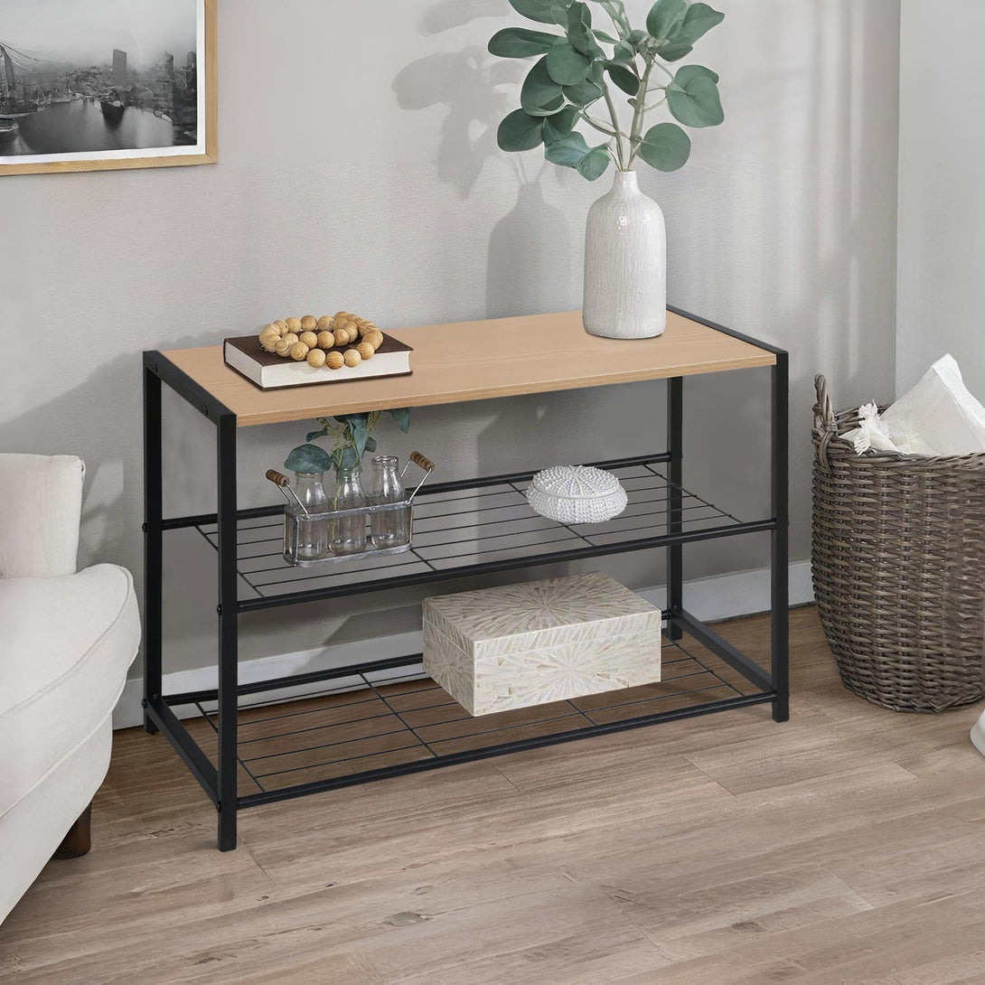 Milton 3 Tier Storage Shelf - Maple + Black