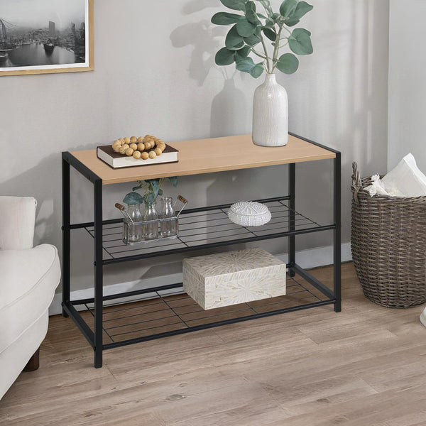 Milton 3 Tier Storage Shelf - Maple + Black