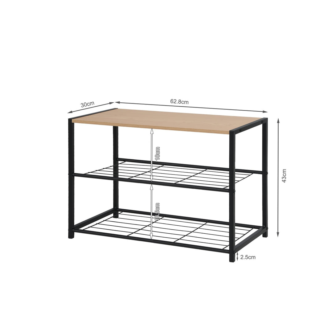 Milton 3 Tier Storage Shelf - Maple + Black
