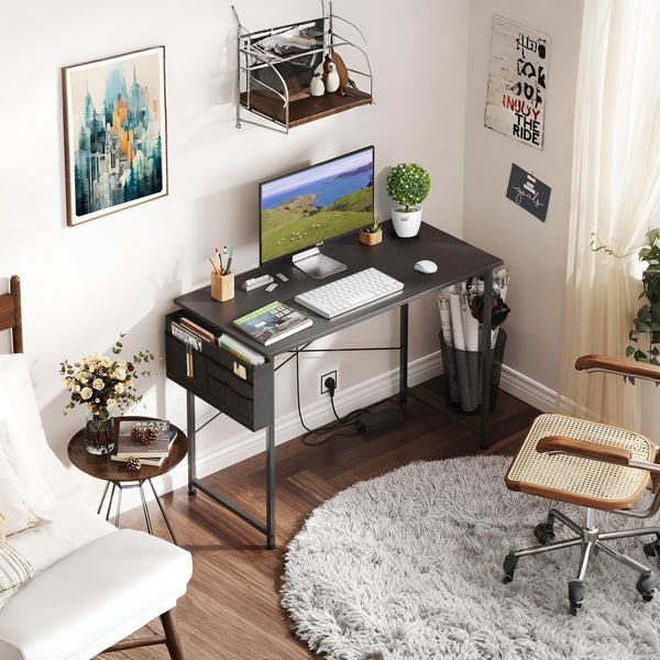 Cesar 120cm Computer Desk with Storage Bag - Black