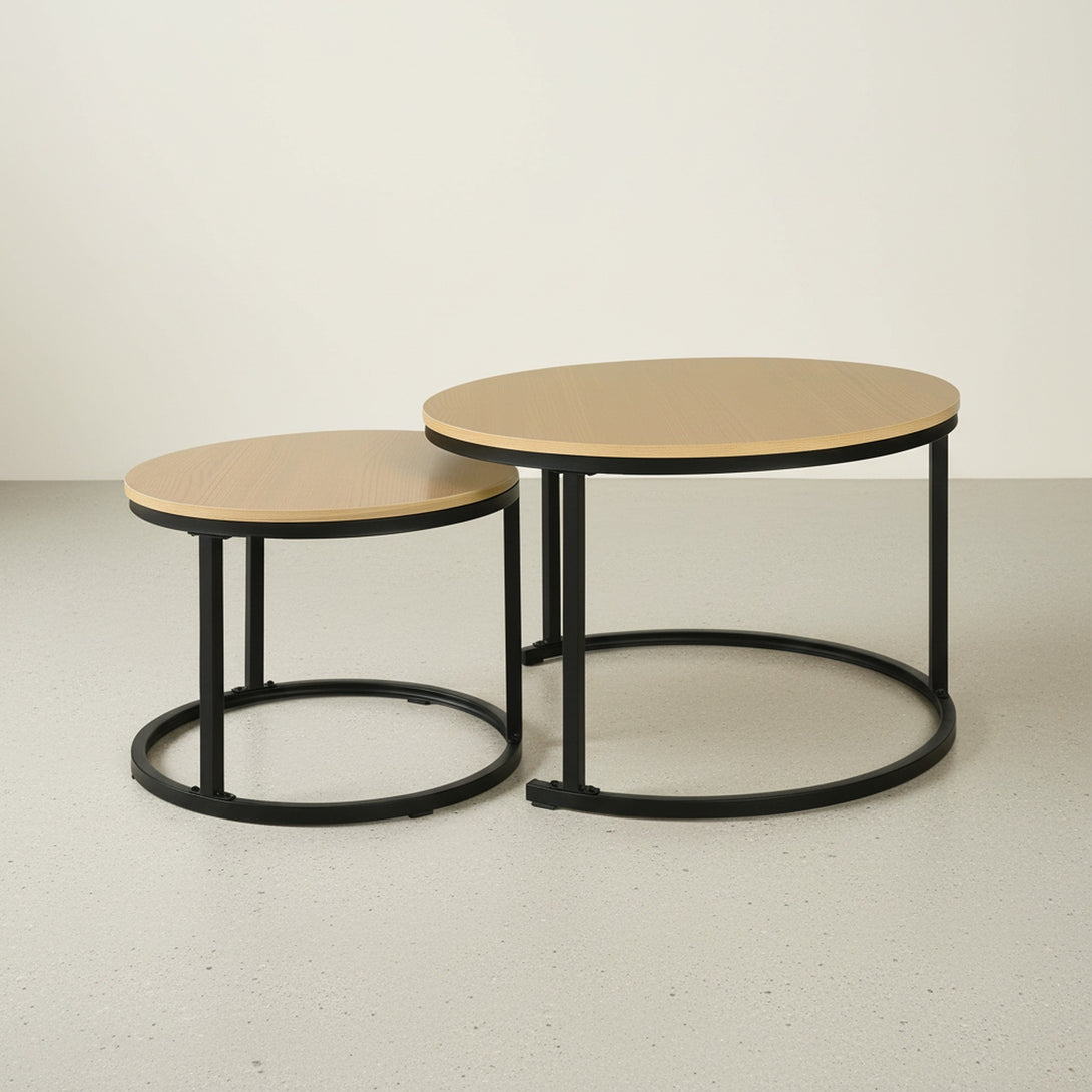Nasser Nesting Coffee Table - Set of 2 - Natural + Black
