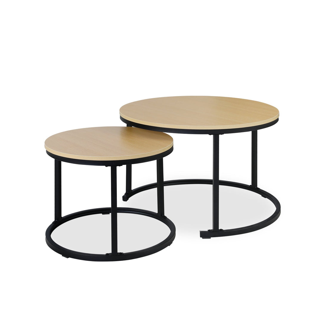 Nasser Nesting Coffee Table - Set of 2 - Natural + Black