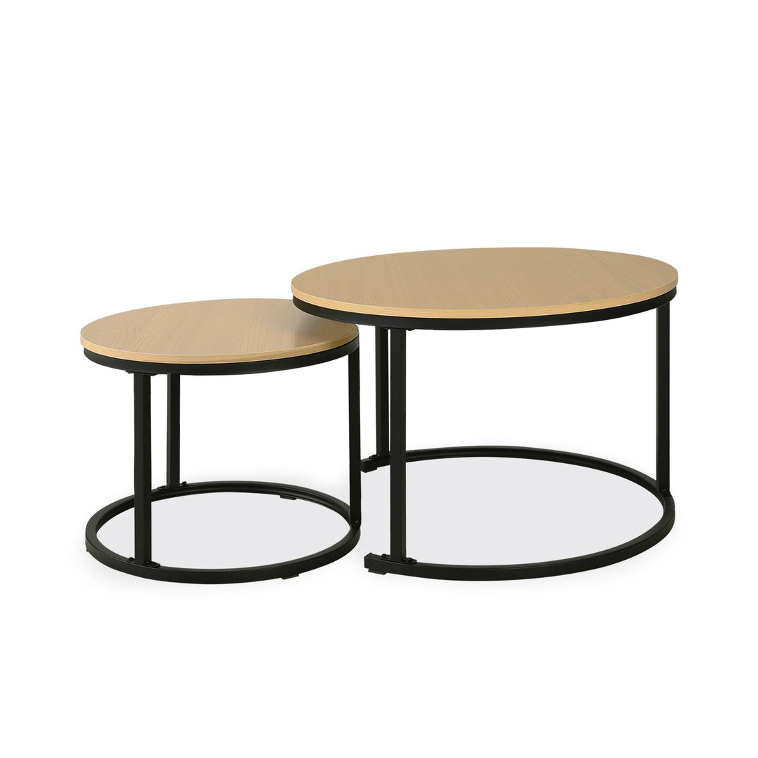Nasser Nesting Coffee Table - Set of 2 - Natural + Black