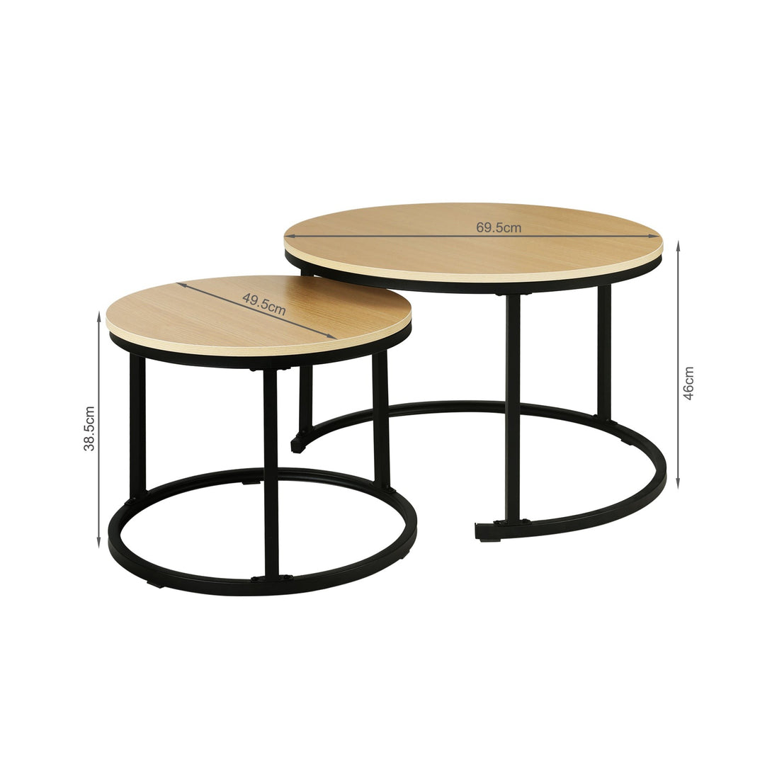 Nasser Nesting Coffee Table - Set of 2 - Natural + Black