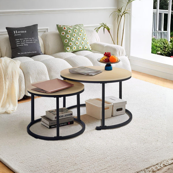 Nasser Nesting Coffee Table - Set of 2 - Natural + Black