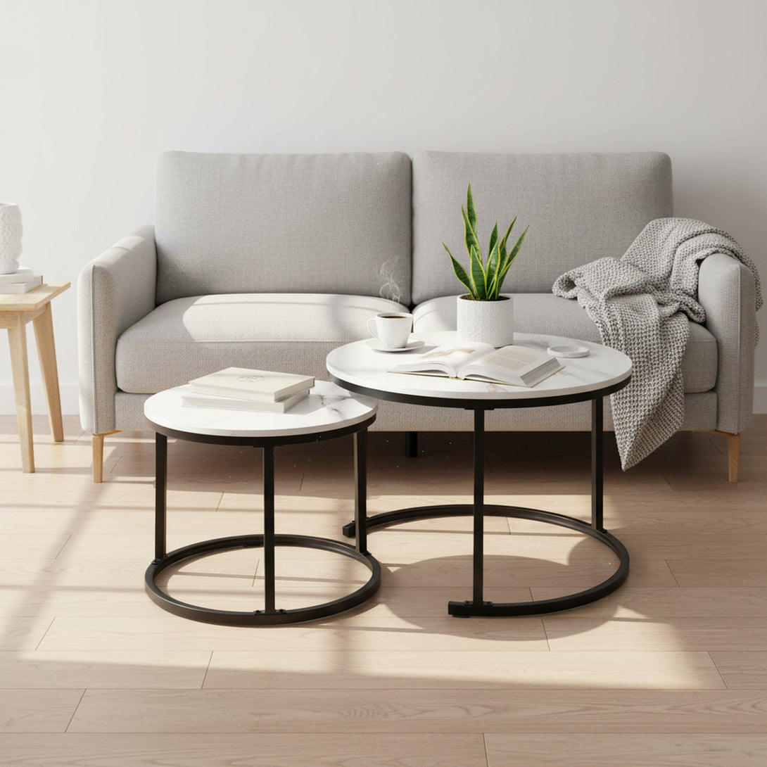 Mainit Nesting Coffee Table - Set of 2 - White + Black