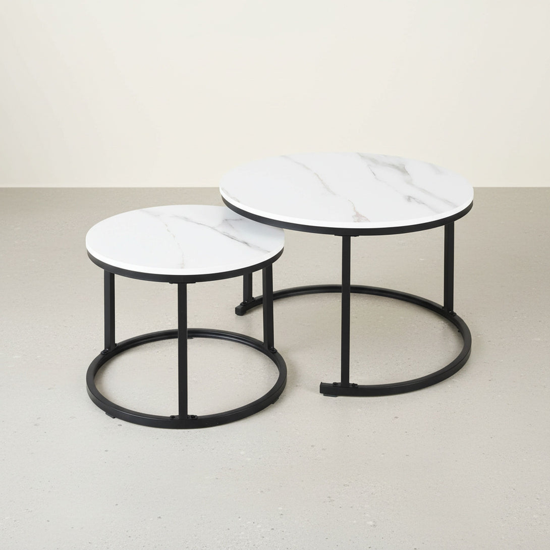 Mainit Nesting Coffee Table - Set of 2 - White + Black