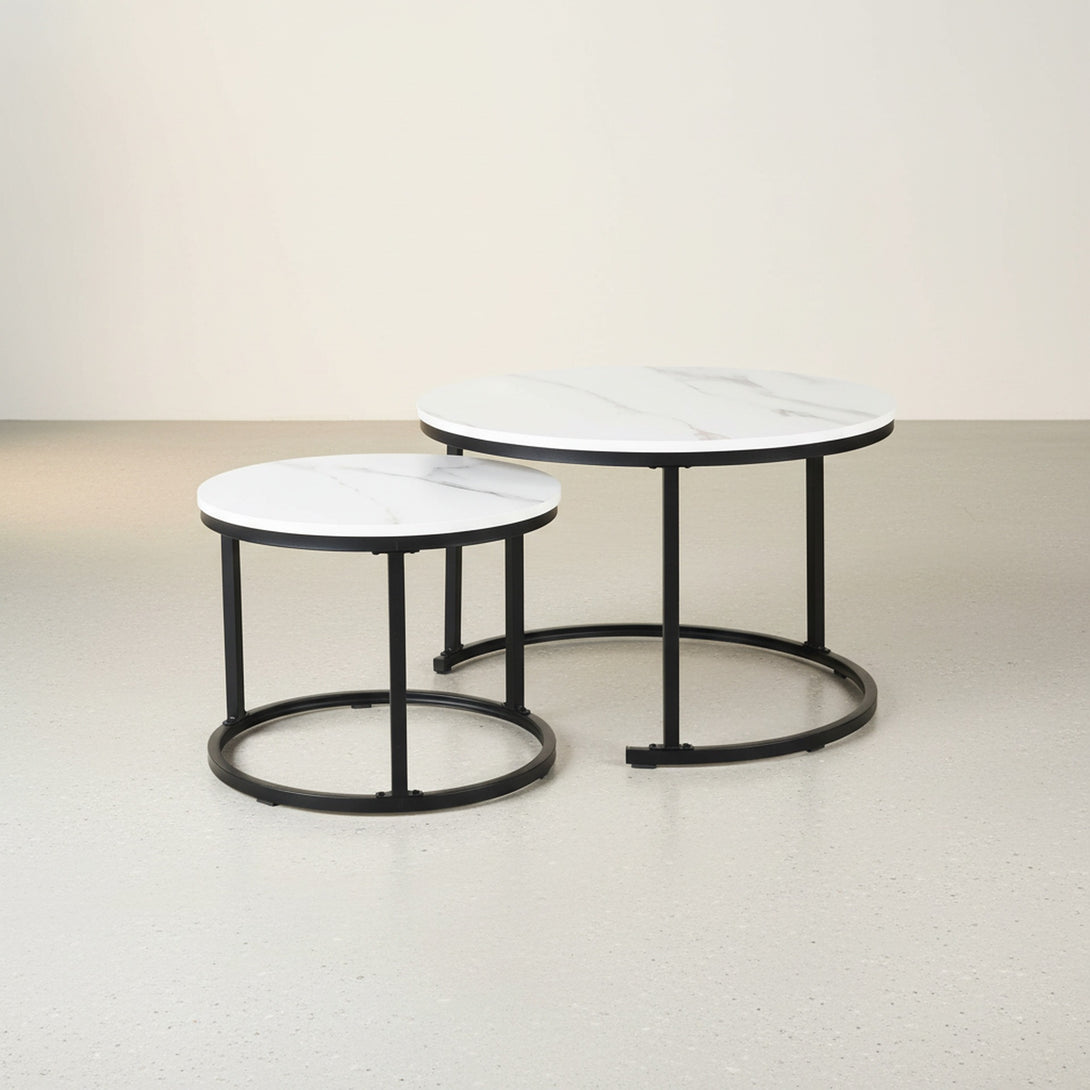 Mainit Nesting Coffee Table - Set of 2 - White + Black