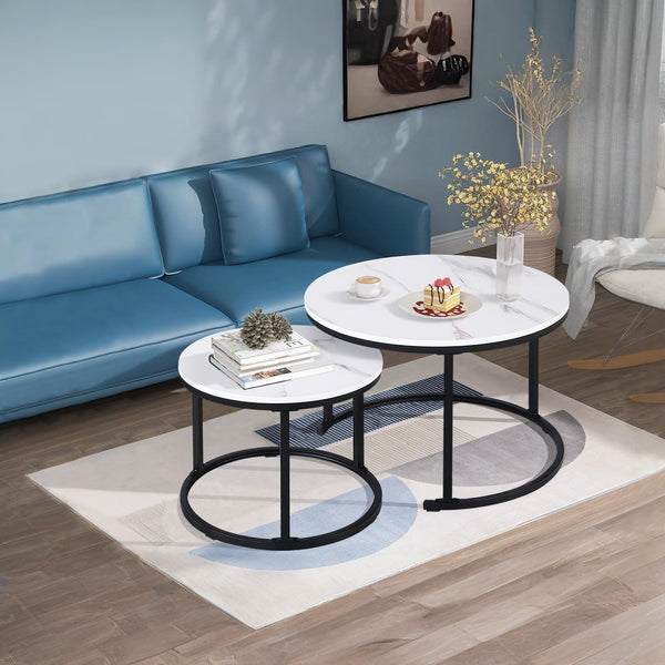Mainit Nesting Coffee Table - Set of 2 - White + Black