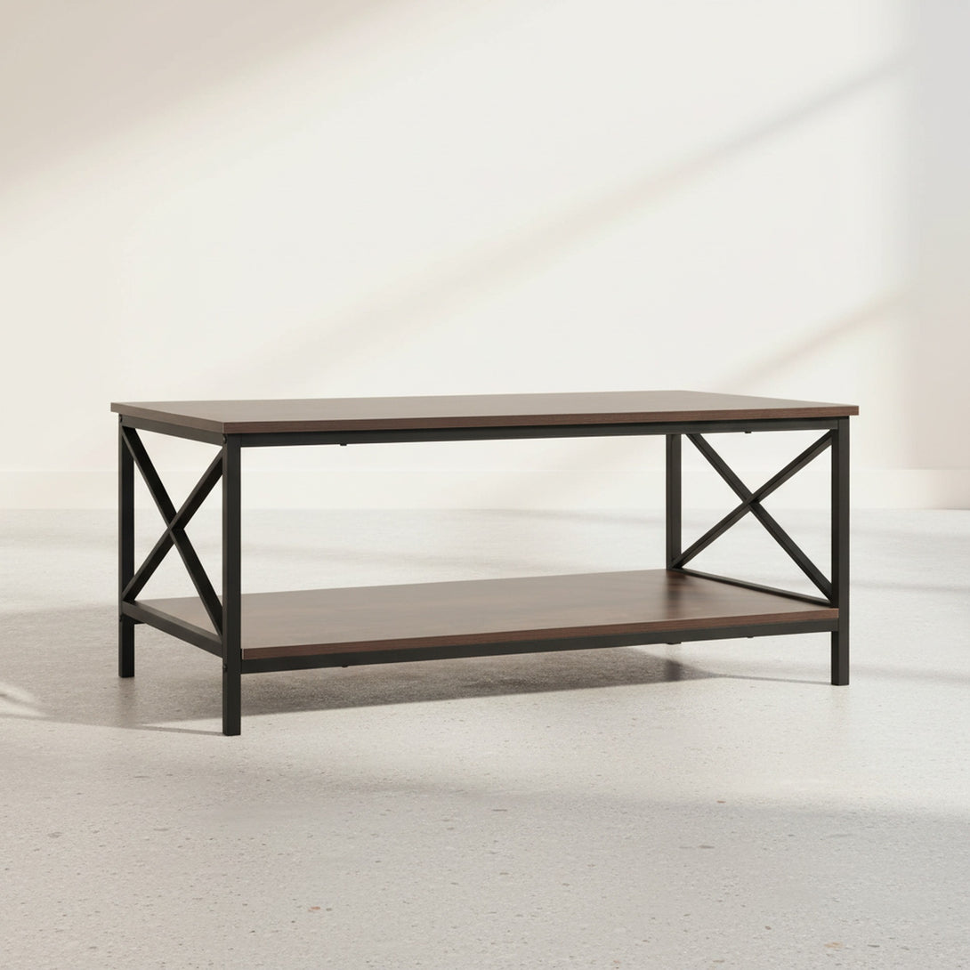 Chad Rectangle Coffee Table - Rustic Brown + Black