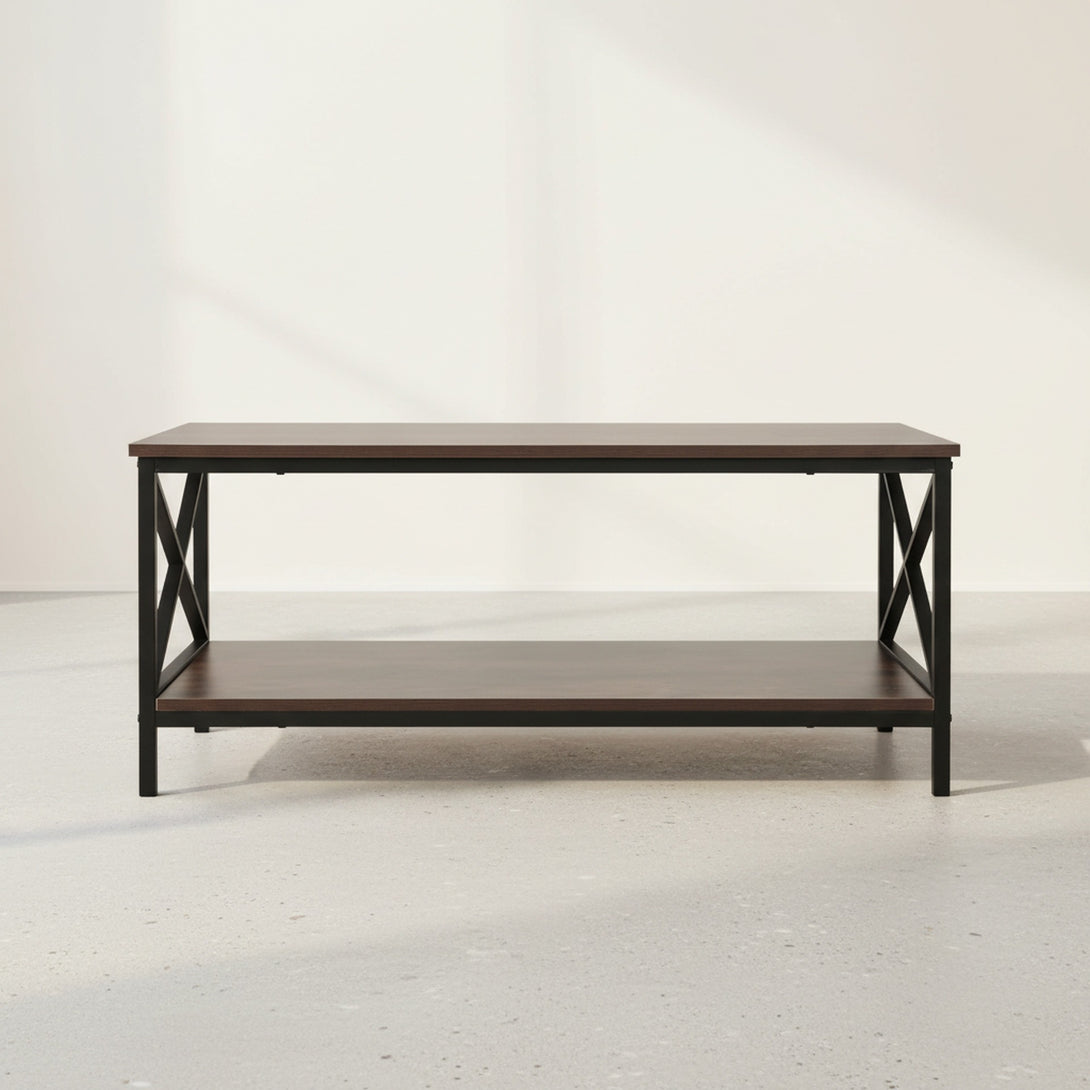 Chad Rectangle Coffee Table - Rustic Brown + Black
