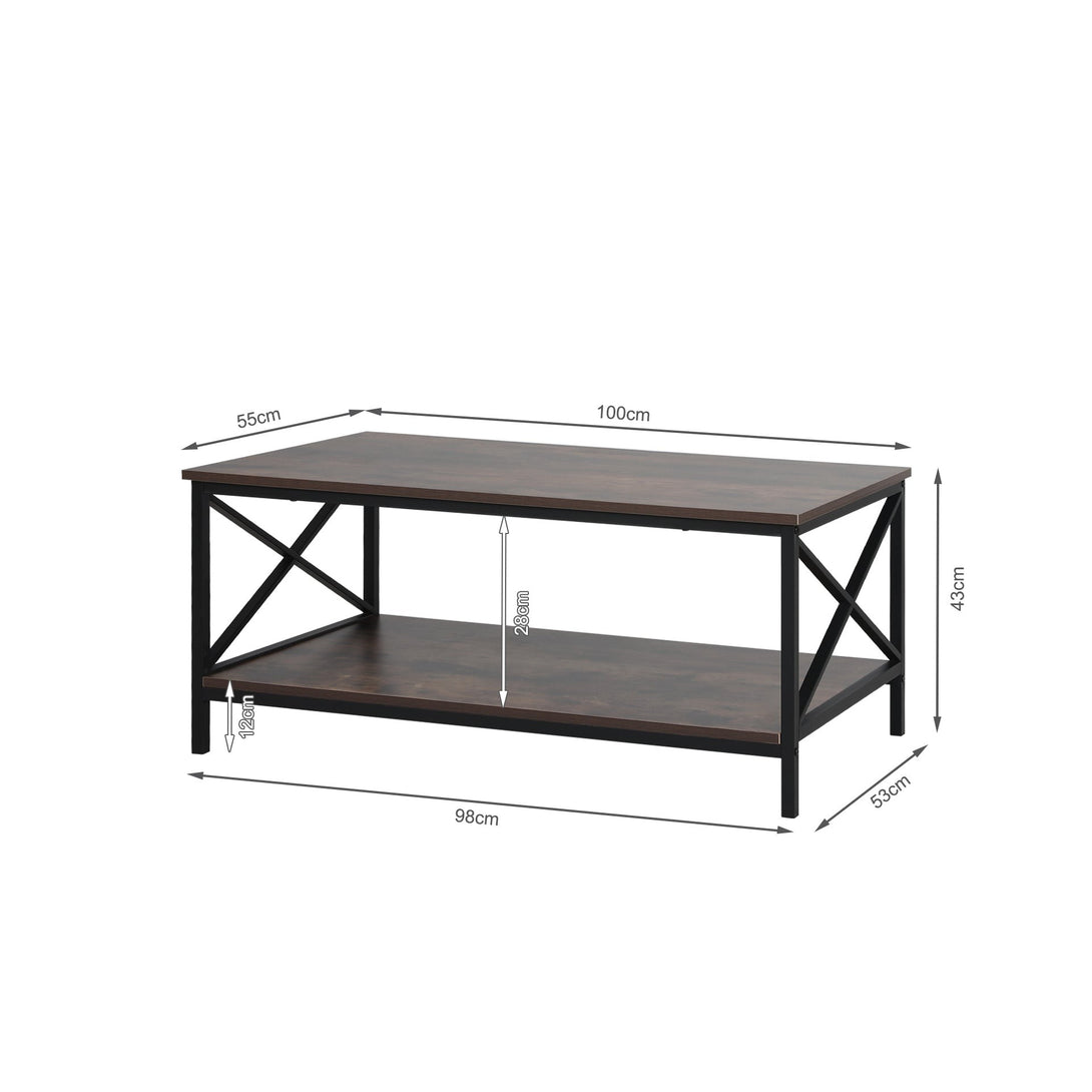Chad Rectangle Coffee Table - Rustic Brown + Black