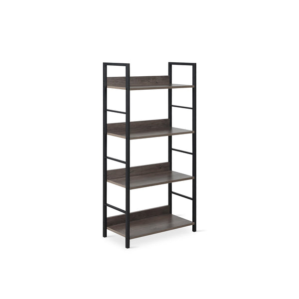 Towai 4 Tier Storage Shelf - Grey Oak + Black