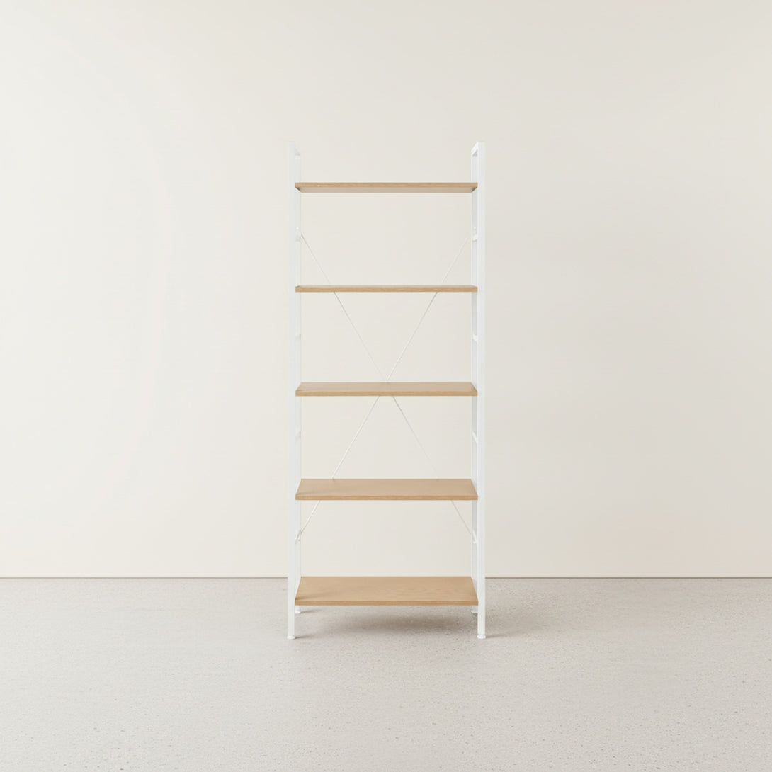 Hikuai 5 Tier Bookshelf - Natural + White