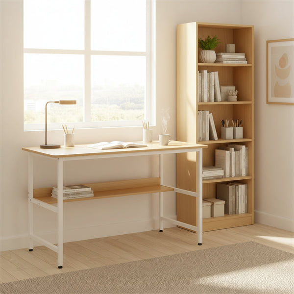 Carter 120cm Computer Desk - Maple + White