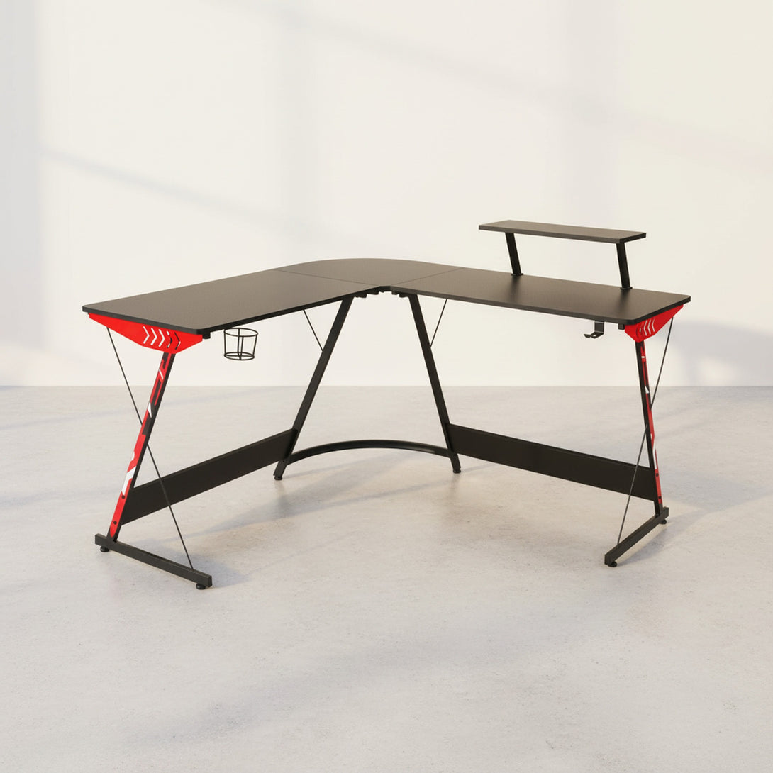 Hunter L-Shaped Gaming Desk - Black