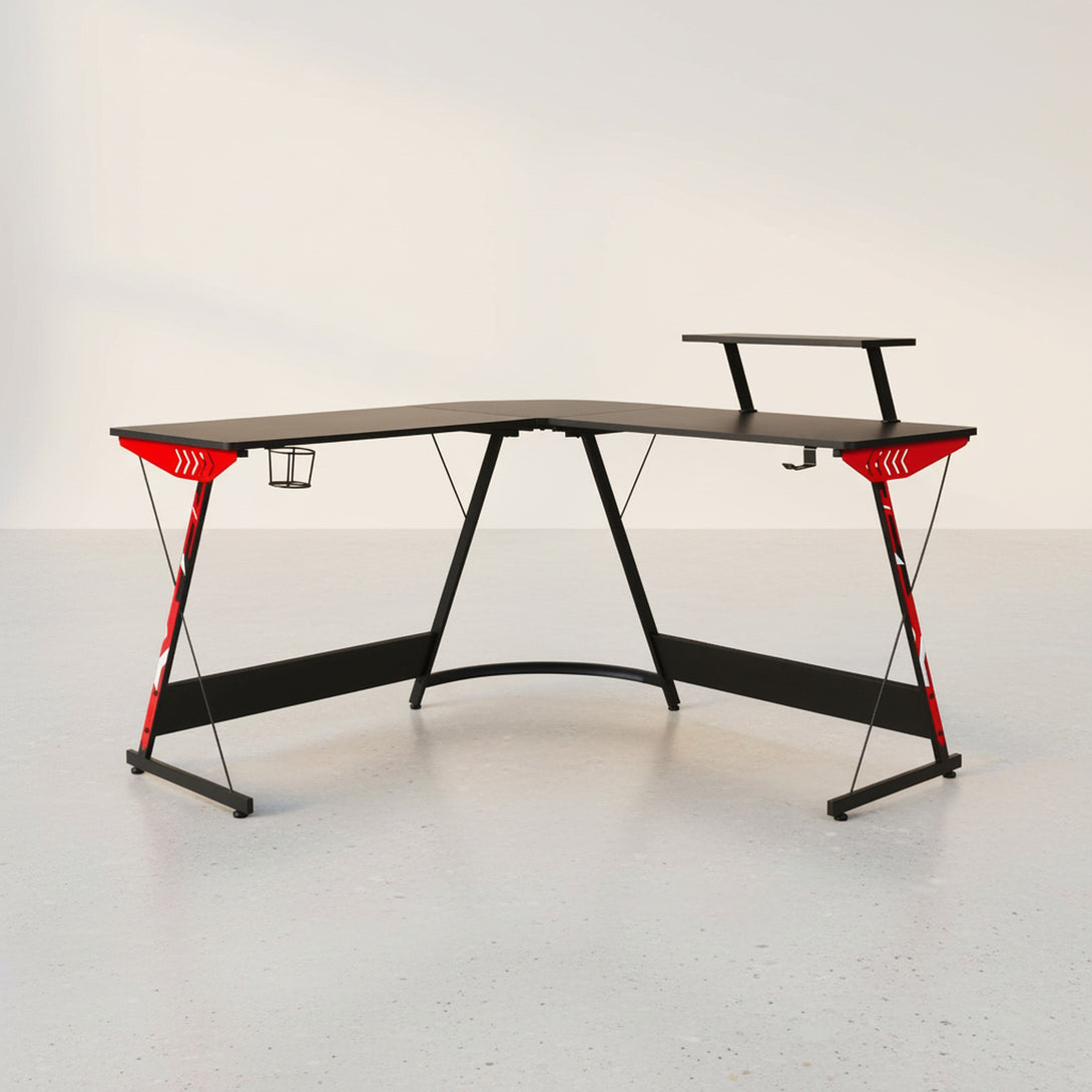 Hunter L-Shaped Gaming Desk - Black