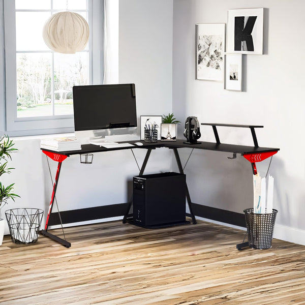 Hunter L-Shaped Gaming Desk - Black