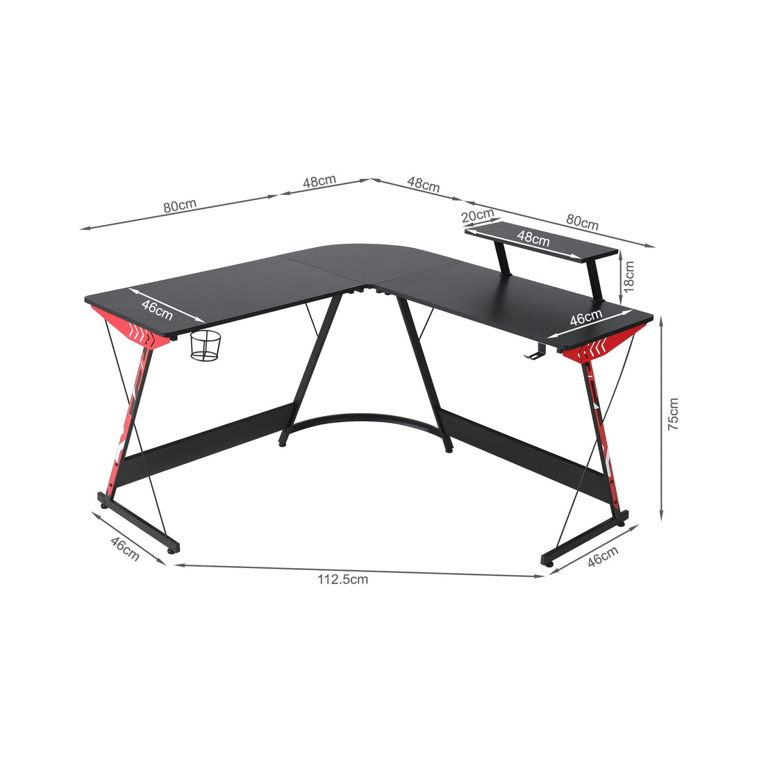 Hunter L-Shaped Gaming Desk - Black