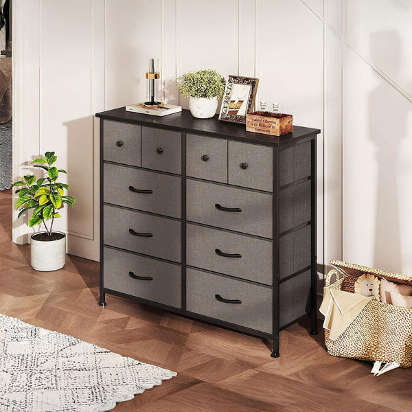 Natalia 10 Drawers Lowboy - Grey