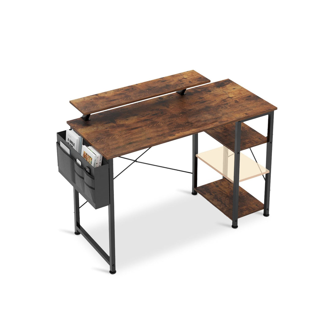 Logan 100cm Computer Desk with Storage Bag - Rustic Brown