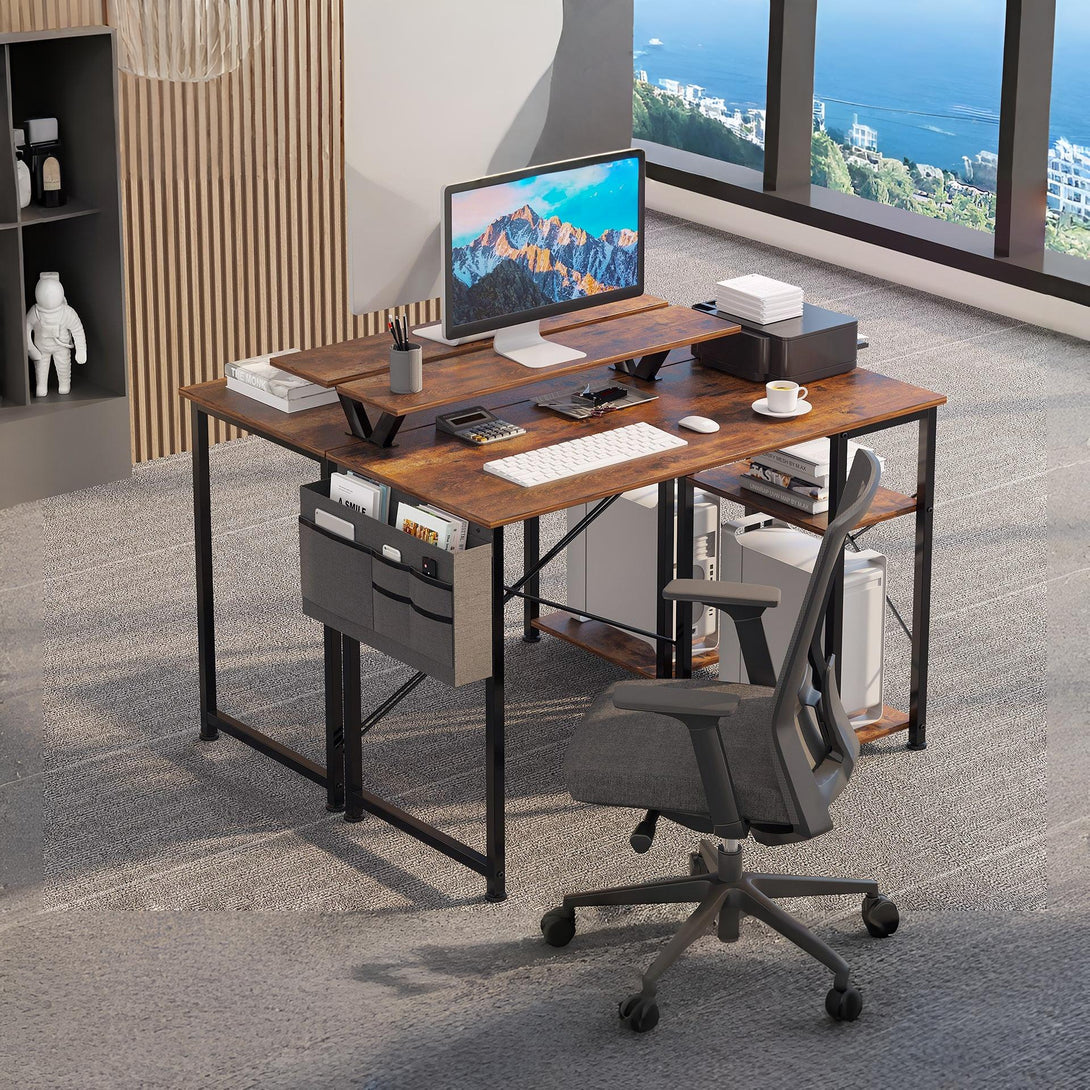 Logan 100cm Computer Desk with Storage Bag - Rustic Brown