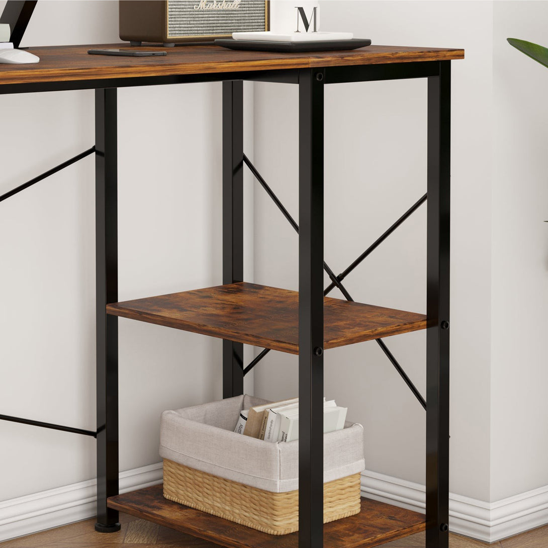 Logan 100cm Computer Desk with Storage Bag - Rustic Brown